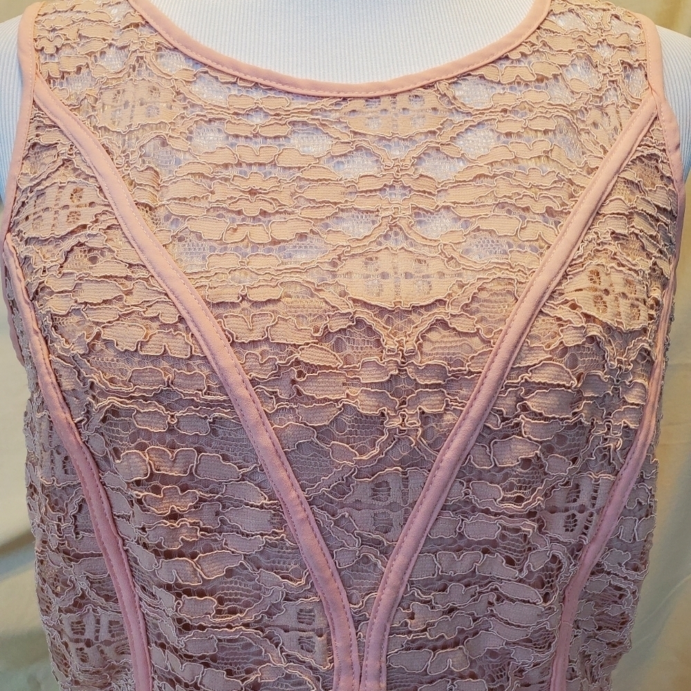 AUW Dress Bodycon Pink Sherbet Lace SZ 10 - Picture 2 of 9